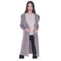 PK18A91HX 100% Pure Cashmere Long Coat Double Botton Full Length Overcoat with Hoodie